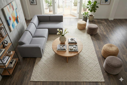 Modern Gray textured wool Rug: Flatweave Indoor carpet