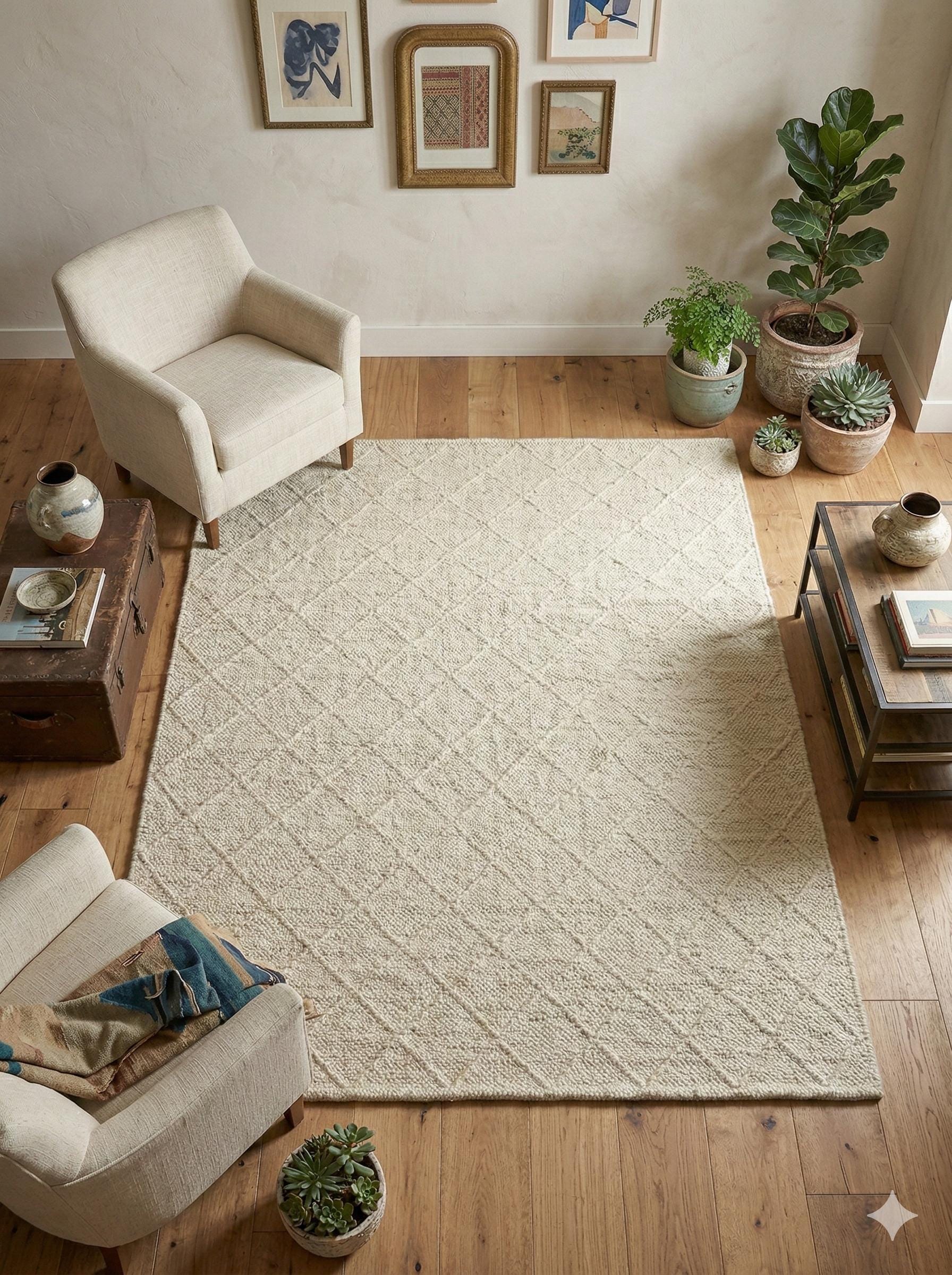 Modern Gray textured wool Rug: Flatweave Indoor carpet