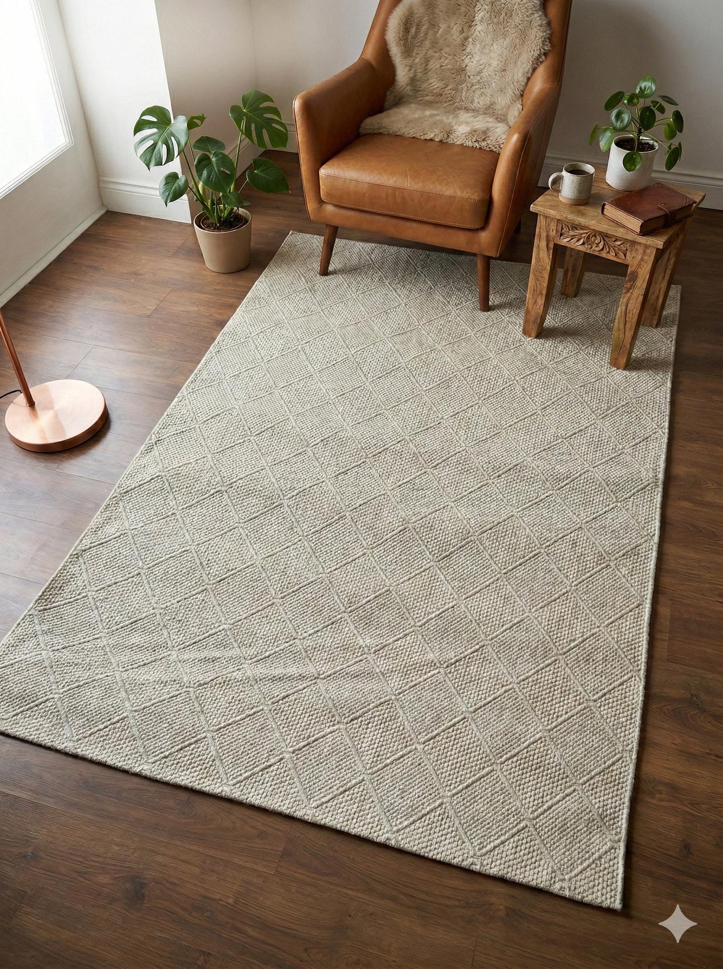 Modern Gray textured wool Rug: Flatweave Indoor carpet