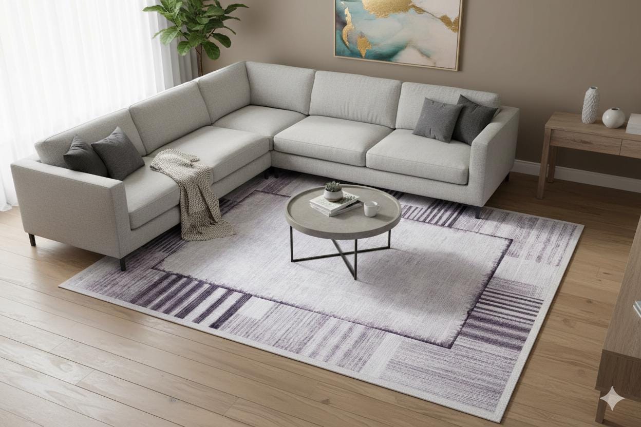 Modern Geometric Abstract Area Rug, Washable Beige Gray Carpet