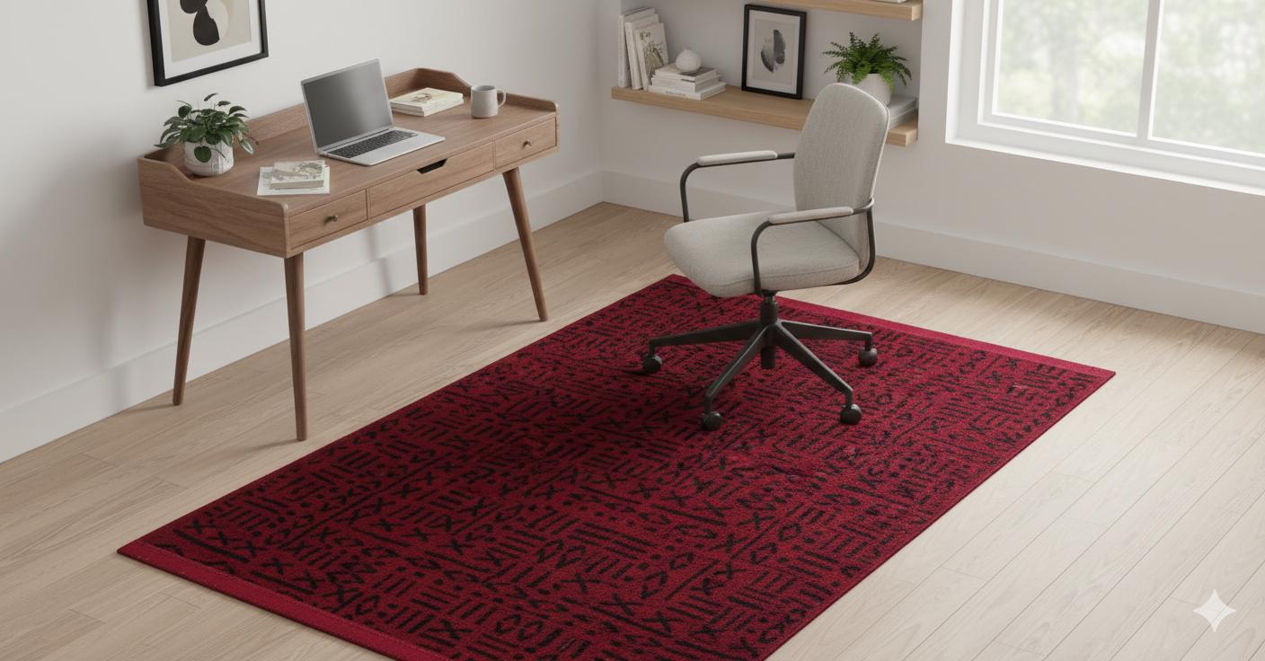 Red Geometric Tribal Area Rug, Boho Ethnic Living Room Carpet