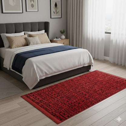 Red Tribal Geometric Rug, Boho Southwestern Accent Carpet, Scandinavian Decor Floor Rug