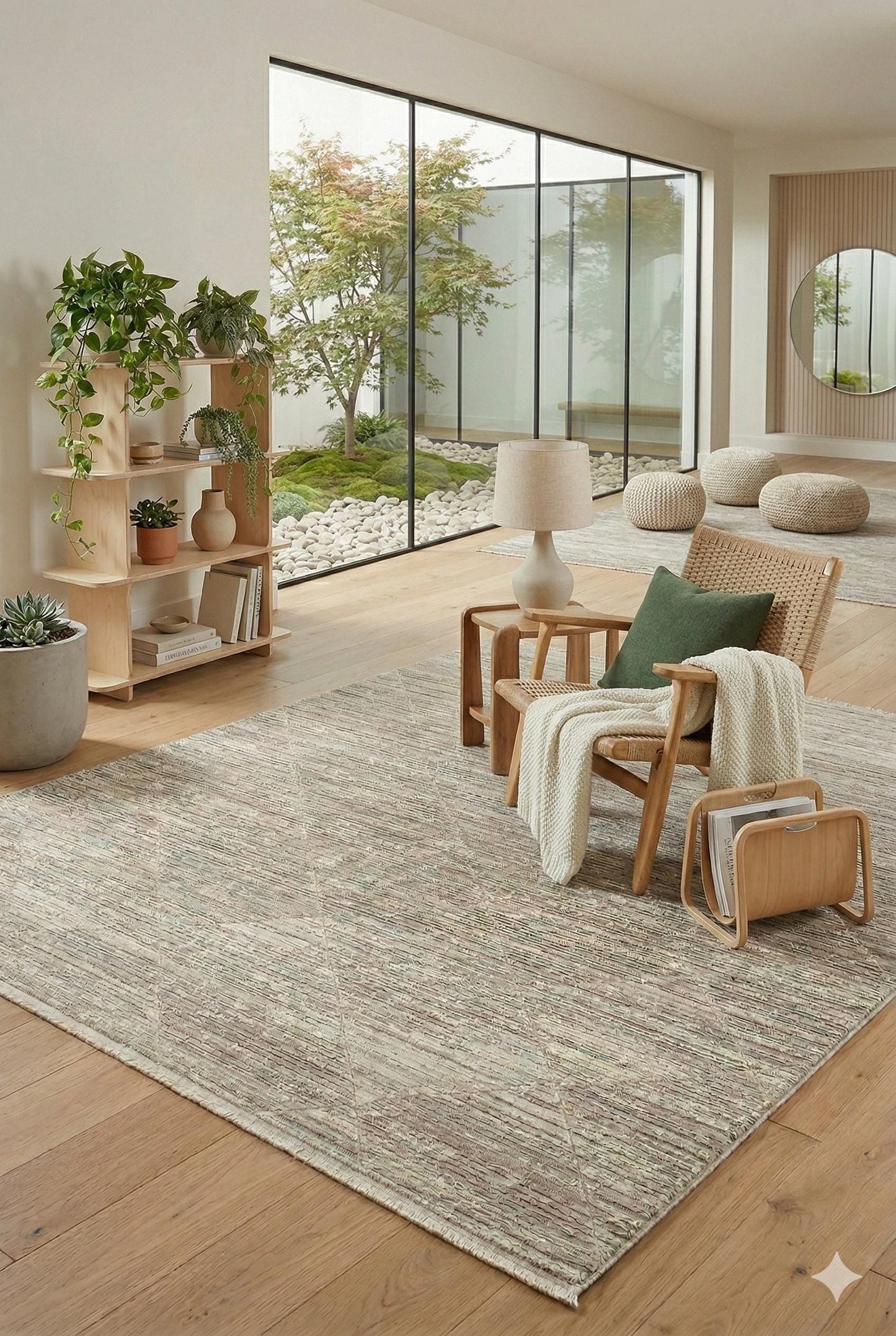 Modern Distressed Diamond Area Rug – Japandi Sand Taupe Carpet (200x300cm)