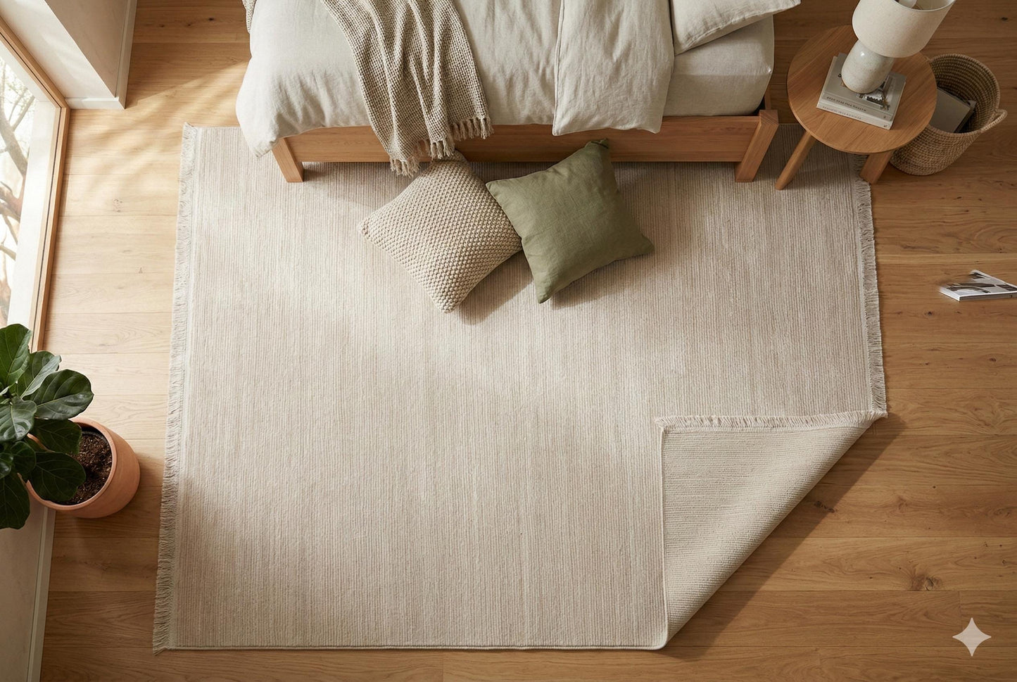 Minimalist Ribbed Area Rug – Greige Textured Carpet, Modern Sand Floor Mat, Japandi Decor