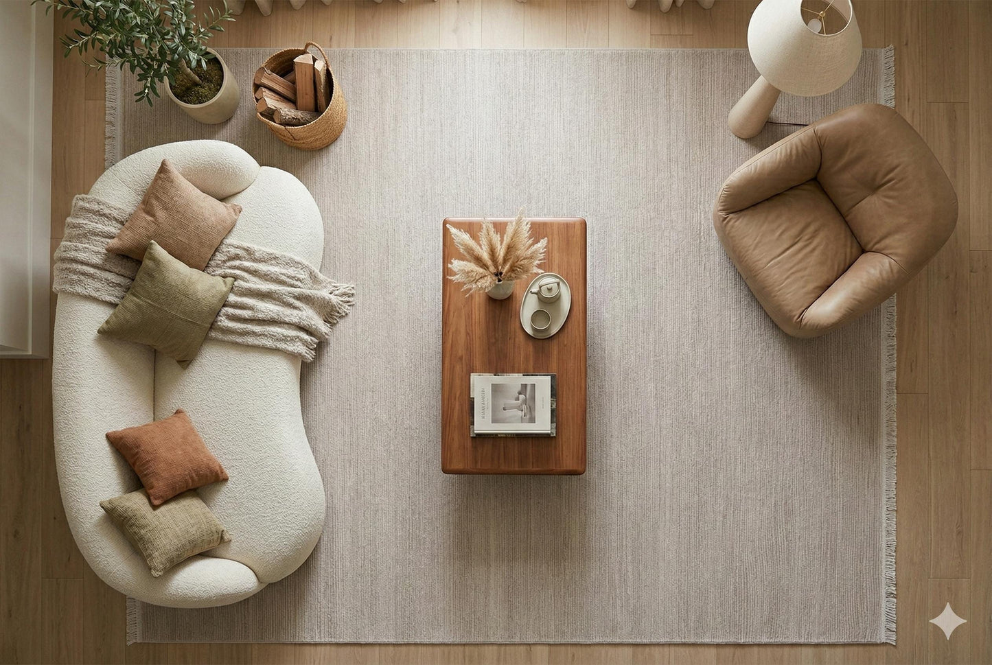 Minimalist Ribbed Area Rug – Greige Textured Carpet, Modern Sand Floor Mat, Japandi Decor