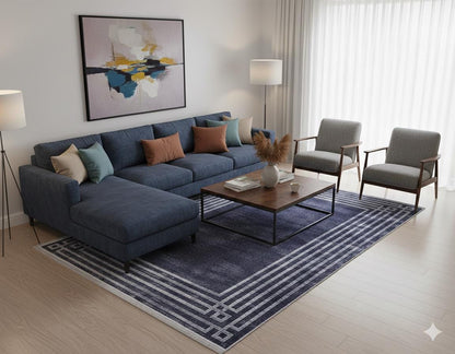 Modern Gray Geometric Area Rug, Washable Scandinavian Style Carpet