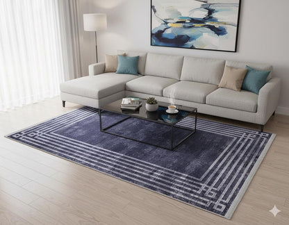 Modern Gray Geometric Area Rug, Washable Scandinavian Style Carpet