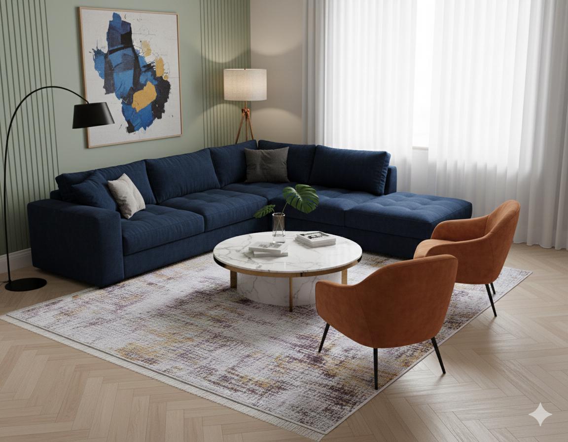 Abstract Yellowish Rug: Washable Contemporary carpet