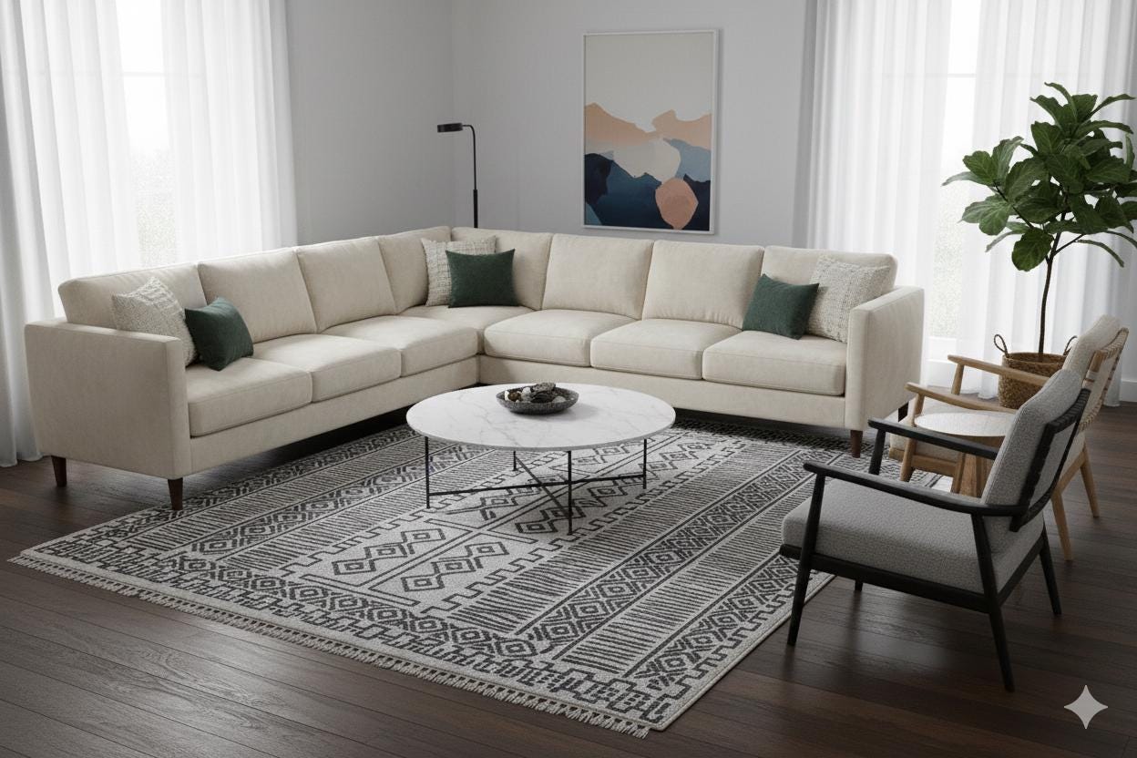 Bohemian High-Low Pile Carpet – Silver & Gray Tribal Design Area Rug