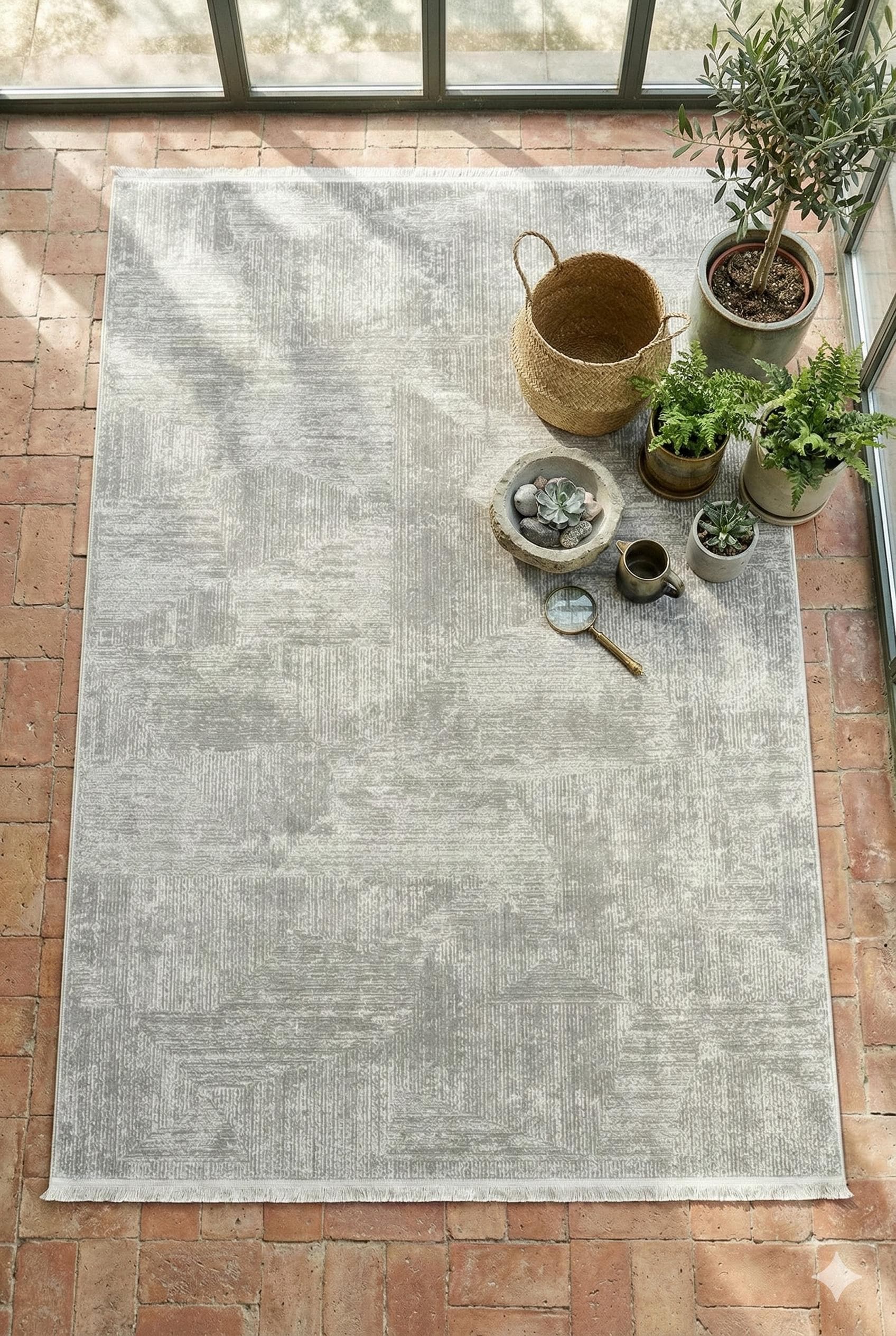 Modern Contemporary Area Rug, Grey Geometric 160x230cm Fine Quality Carpet for Living Room