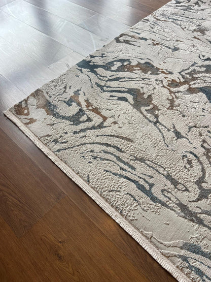 Abstract Swirl Area Rug, Fluid Art Marble Carpet, Soft Transitional Living Room Rug