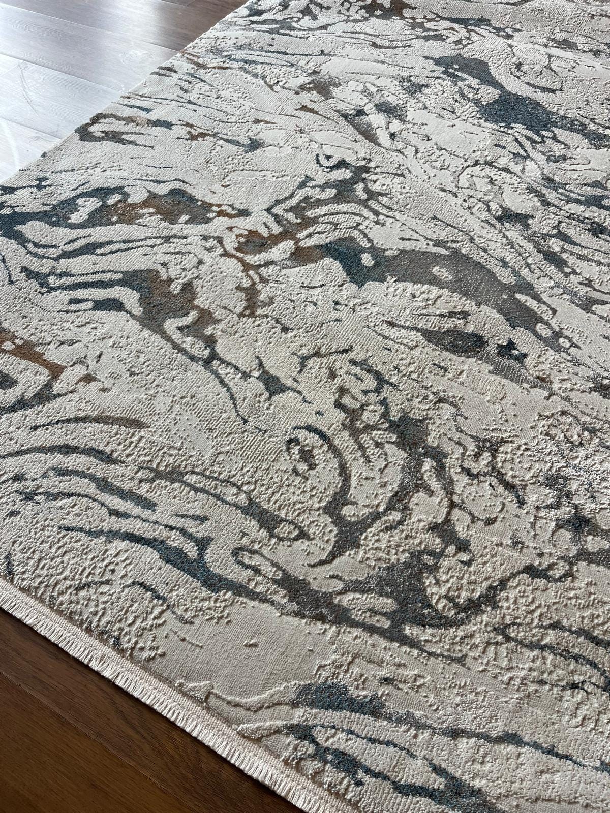 Abstract Swirl Area Rug, Fluid Art Marble Carpet, Soft Transitional Living Room Rug
