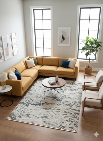 Abstract Swirl Area Rug, Fluid Art Marble Carpet, Soft Transitional Living Room Rug