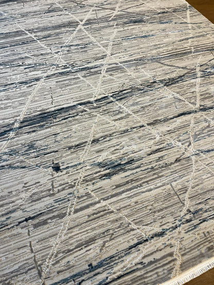 Modern Abstract Area Rug – Distressed Linear Design, Pastel Tones, 160x230cm