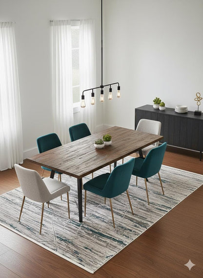 Modern Abstract Area Rug – Distressed Linear Design, Pastel Tones, 160x230cm