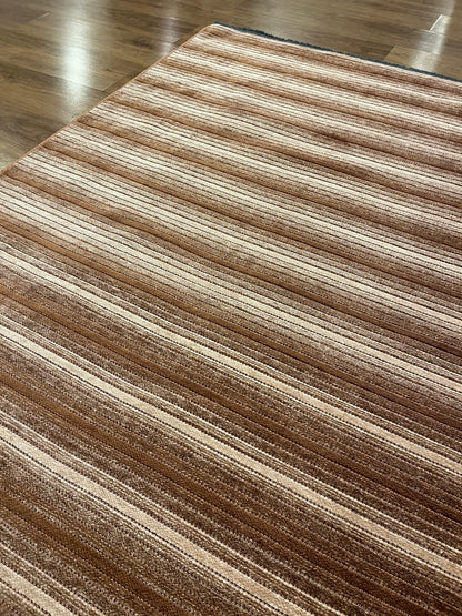 Modern brown Striped Area Rug – Textured Contemporary Floor Carpet for Living Room & Office