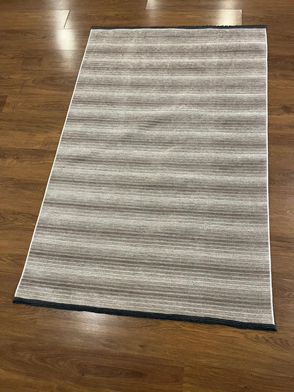Modern Beige Striped Area Rug – Textured Contemporary Floor Carpet for Living Room & Office