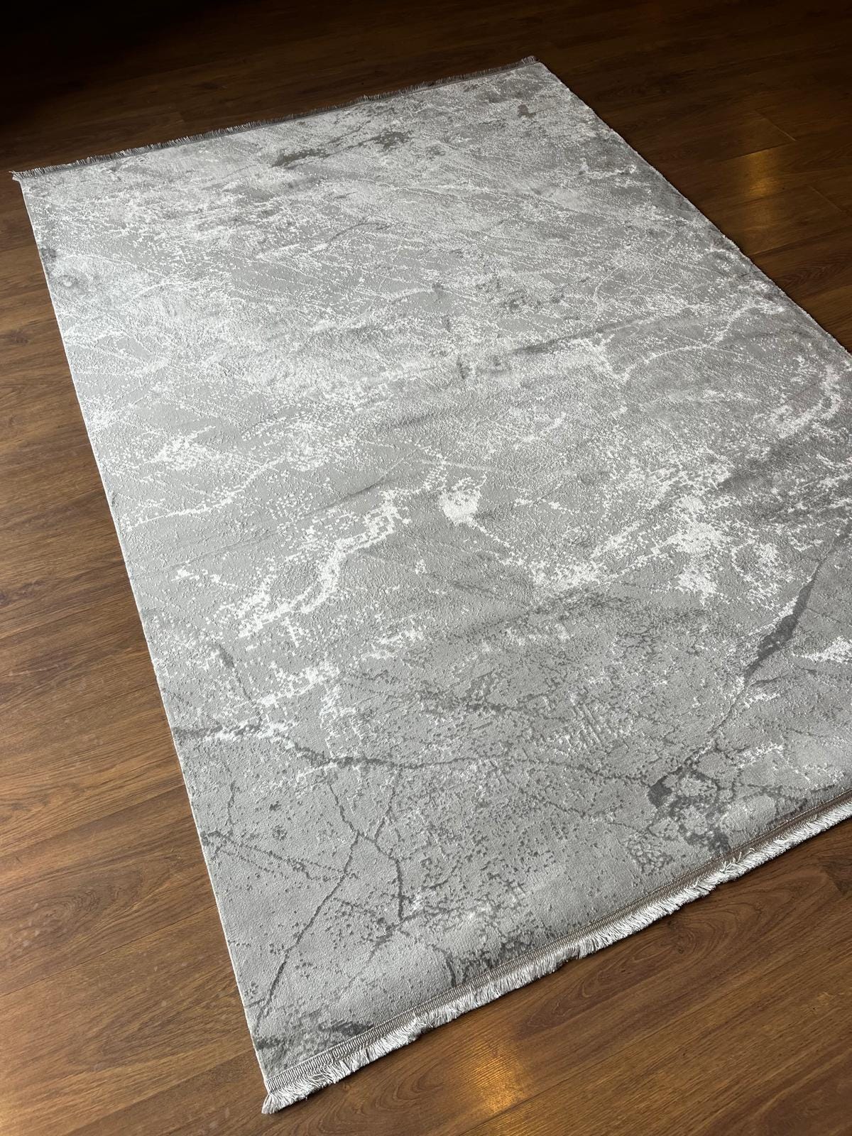 Gray Marble Area Rug – Abstract Stone Texture Carpet for Living Room