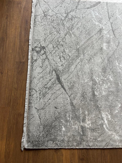 Gray Marble Area Rug – Abstract Stone Texture Carpet for Living Room