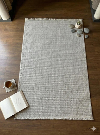 Modern Gray textured Rug: Flatweave Indoor carpet