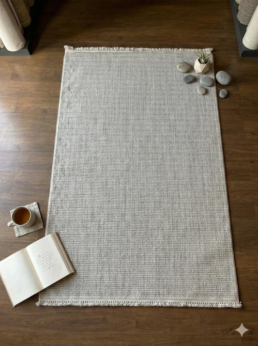 Modern Gray textured Rug: Flatweave Indoor carpet