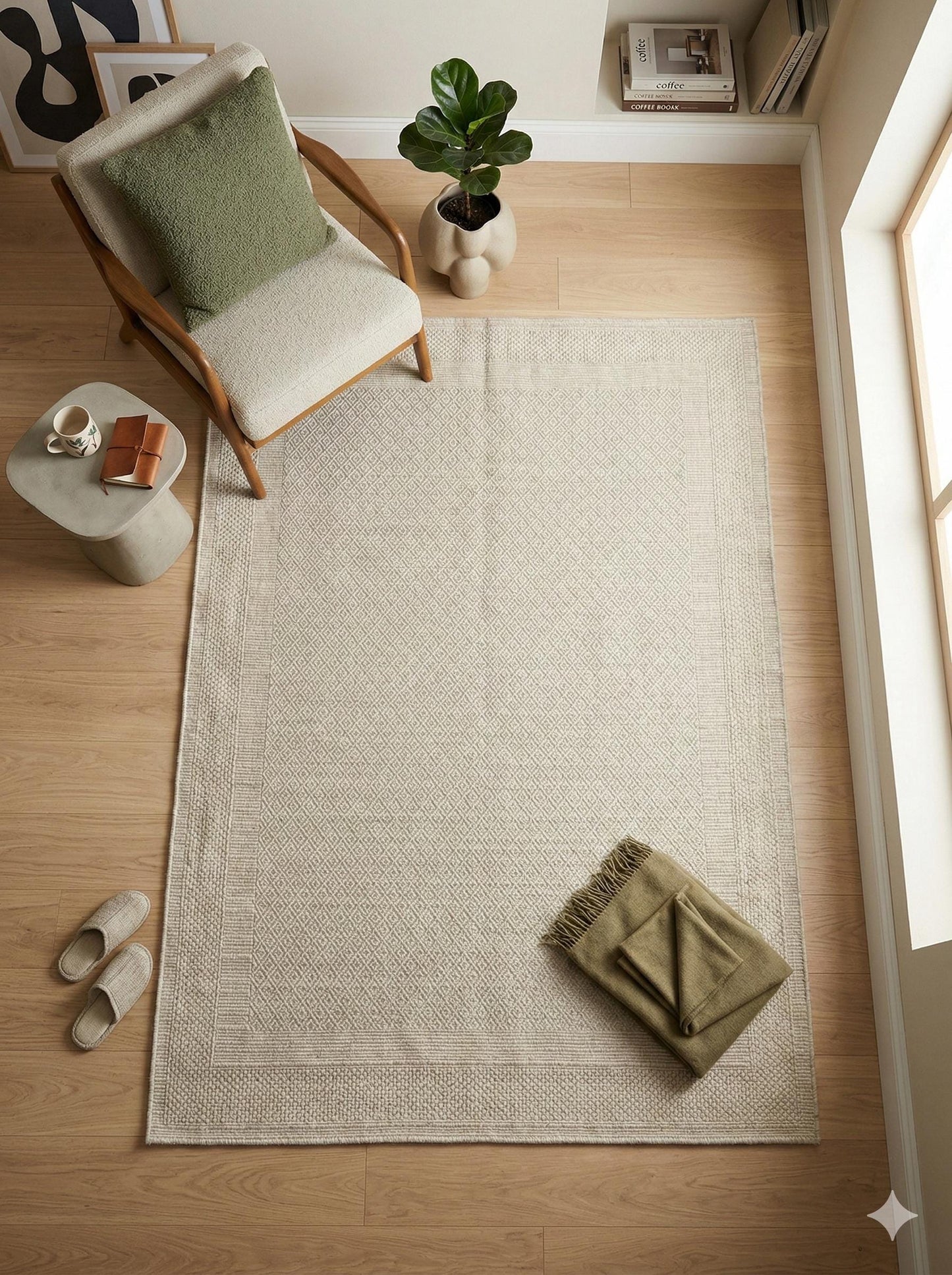 Modern Gray textured wool Rug: Flatweave Indoor carpet