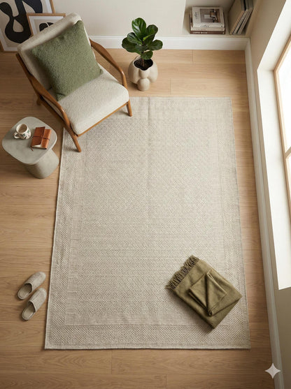 Modern Gray textured wool Rug: Flatweave Indoor carpet