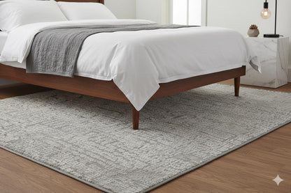 Modern Geometric High-Low Pile Viscose Carpet – Beige & White Tribal Design Area Rug