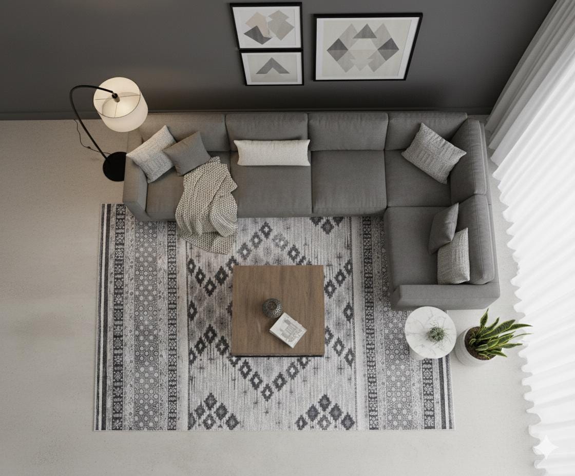 Washable Boho Tribal Rug – Distressed Kilim Style Living Room Carpet