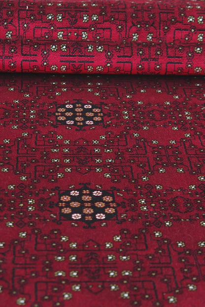 Traditional Red Bokhara Area Rug – Silk-Feel Viscose Oriental Carpet
