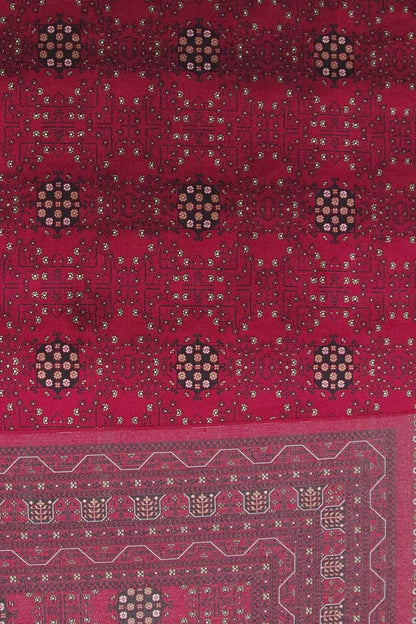 Traditional Red Bokhara Area Rug – Silk-Feel Viscose Oriental Carpet