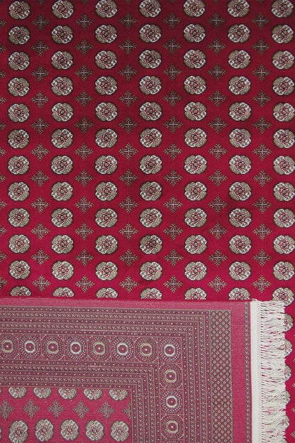 Traditional Red Bokhara Area Rug – Silk-Feel Viscose Carpet, Oriental Medallion Design