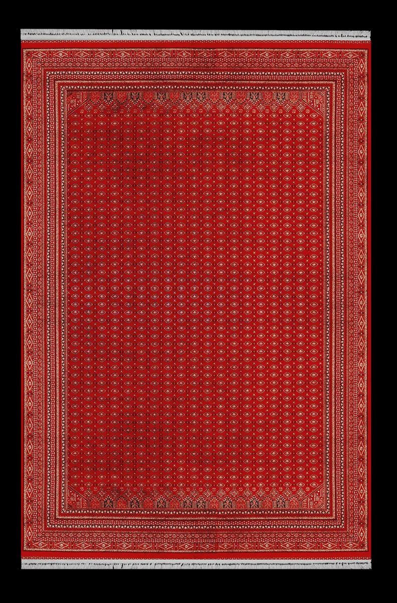 Red Bokhara Area Rug – Silk-Feel Viscose Oriental Carpet