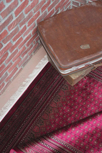 Red Bokhara Area Rug – Silk-Feel Viscose Oriental Carpet