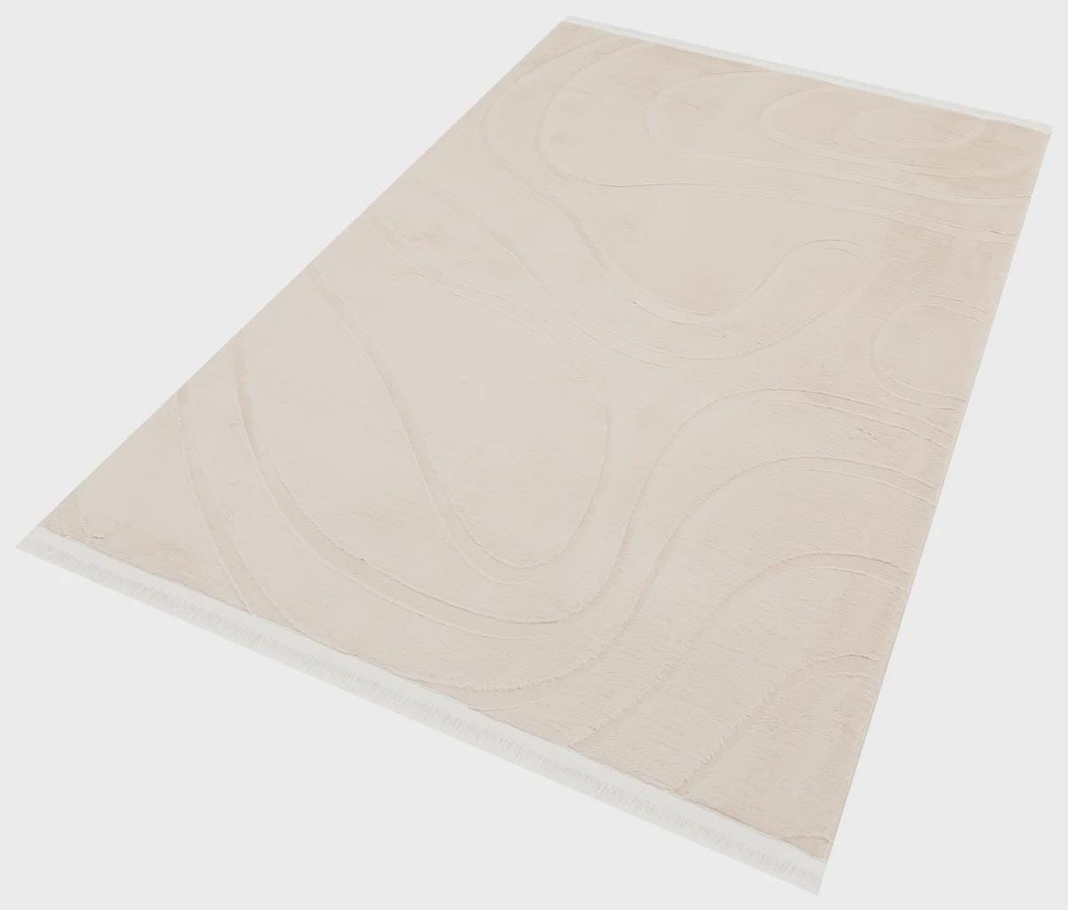 Beige Soft Fur Rug: Soft Washable Plush Carpet