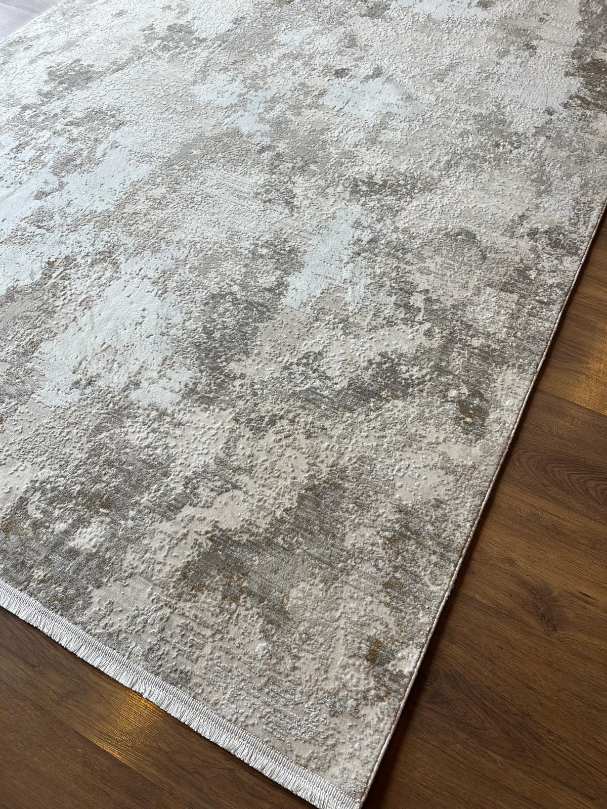 Contemporary Beige Abstract Area Rug: 160x230cm Soft Gray and Beige Fine Quality Carpet