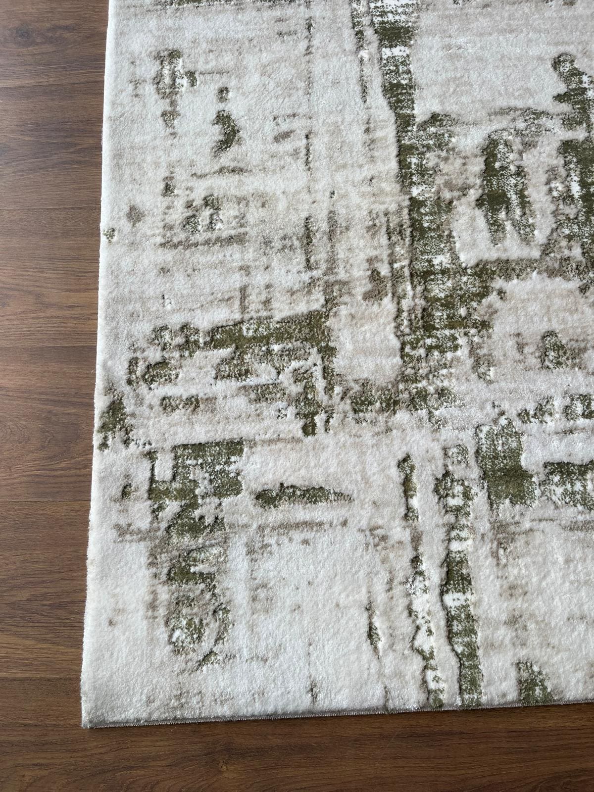 Olive Green Abstract Wool Rug – Contemporary Area Carpet 160x230cm