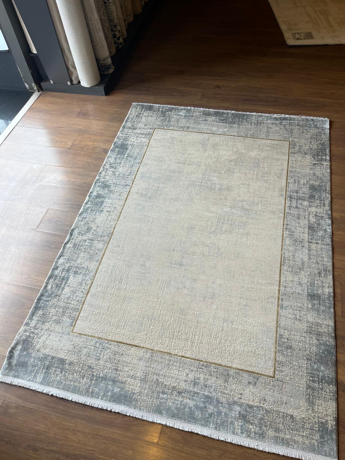 Contemporary Gray Abstract Area Rug, 160x230cm Large Modern Living Room Carpet