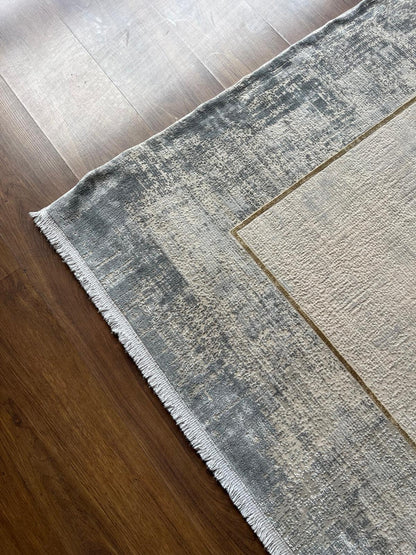Contemporary Gray Abstract Area Rug, 160x230cm Large Modern Living Room Carpet