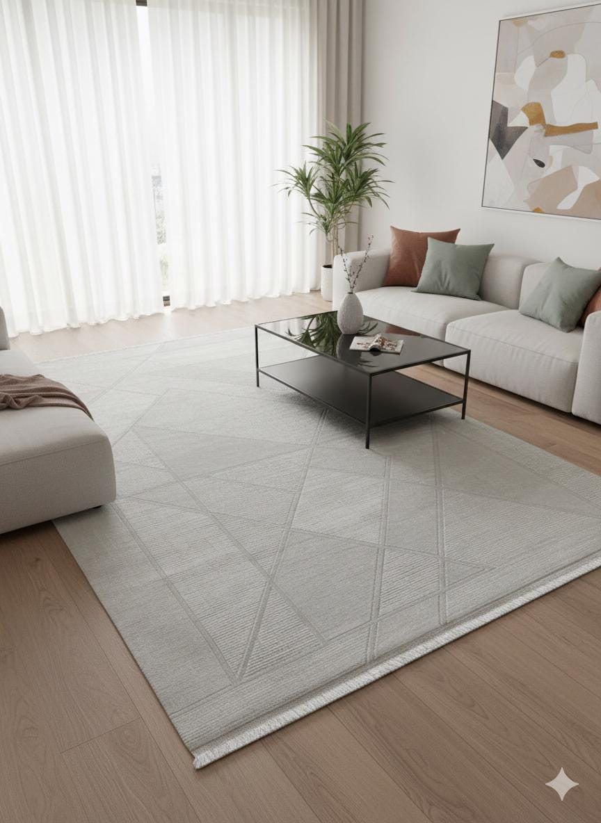 Contemporary Geometric Area Rug 160x230cm – Modern Minimalist Carpet for Living Room