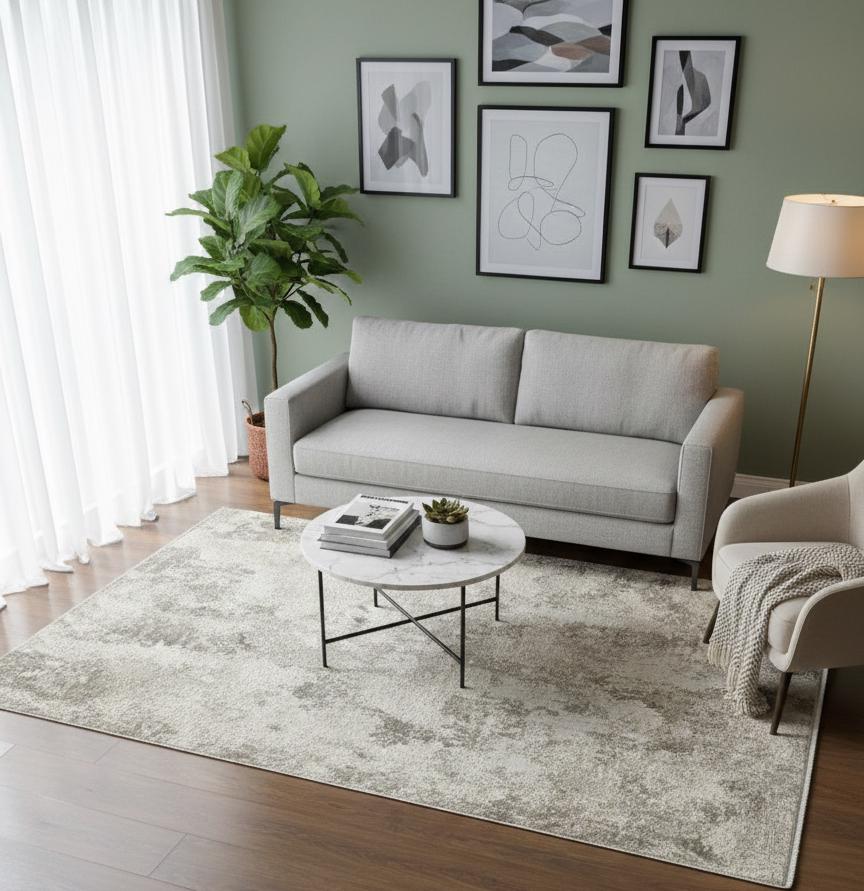 Contemporary Beige Abstract Area Rug: 160x230cm Soft Gray and Beige Fine Quality Carpet