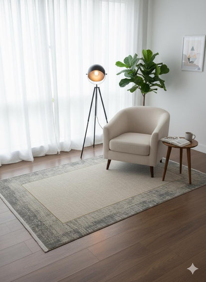Contemporary Gray Abstract Area Rug, 160x230cm Large Modern Living Room Carpet