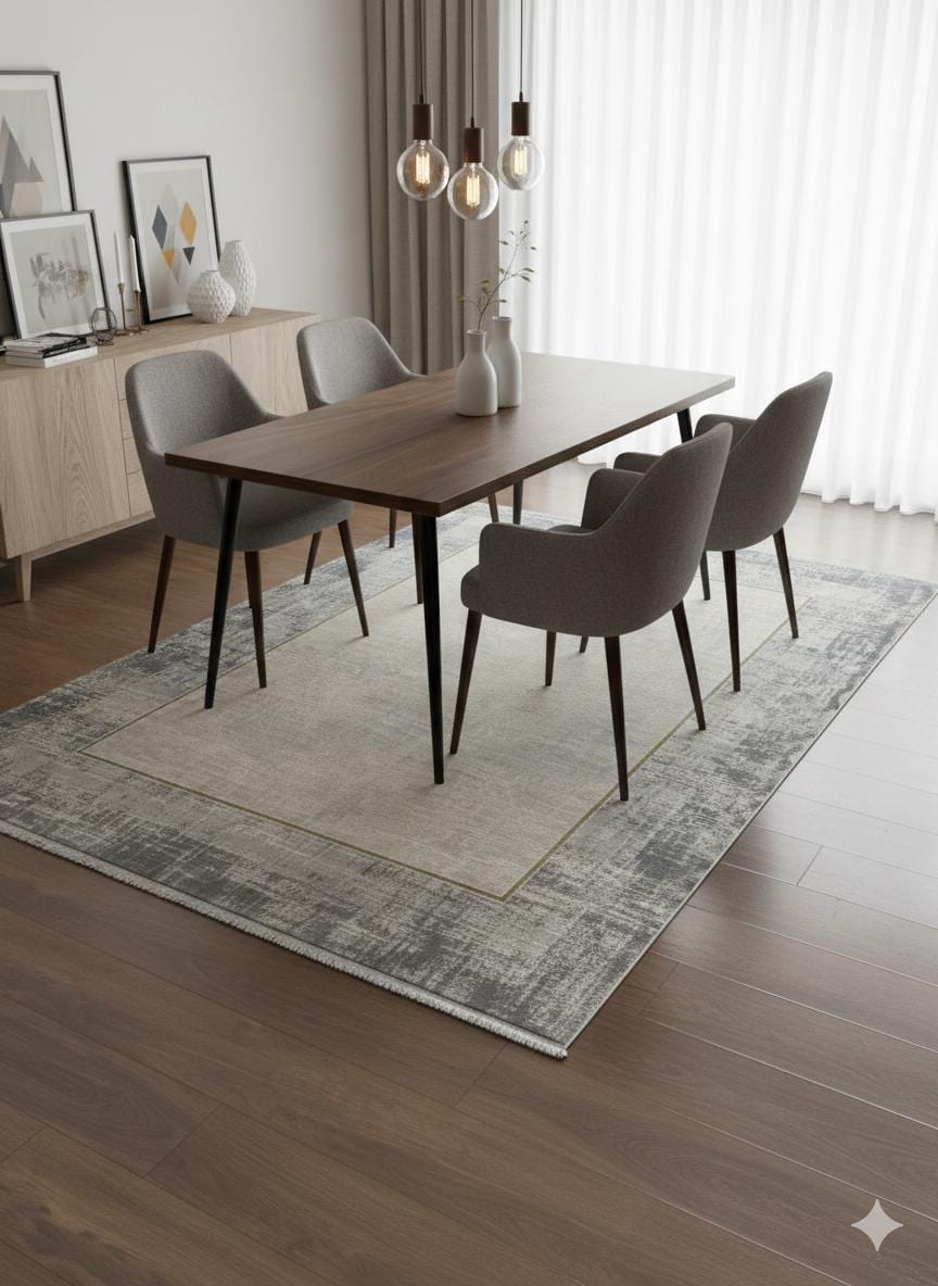 Contemporary Gray Abstract Area Rug, 160x230cm Large Modern Living Room Carpet