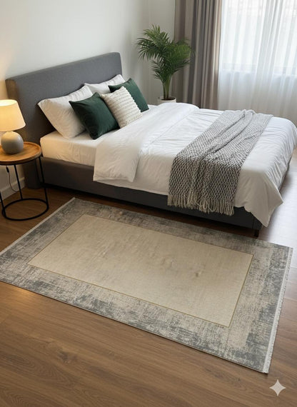 Contemporary Gray Abstract Area Rug, 160x230cm Large Modern Living Room Carpet