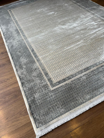 Distressed Geometric Area Rug – Taupe Beige Neutral Transitional Carpet