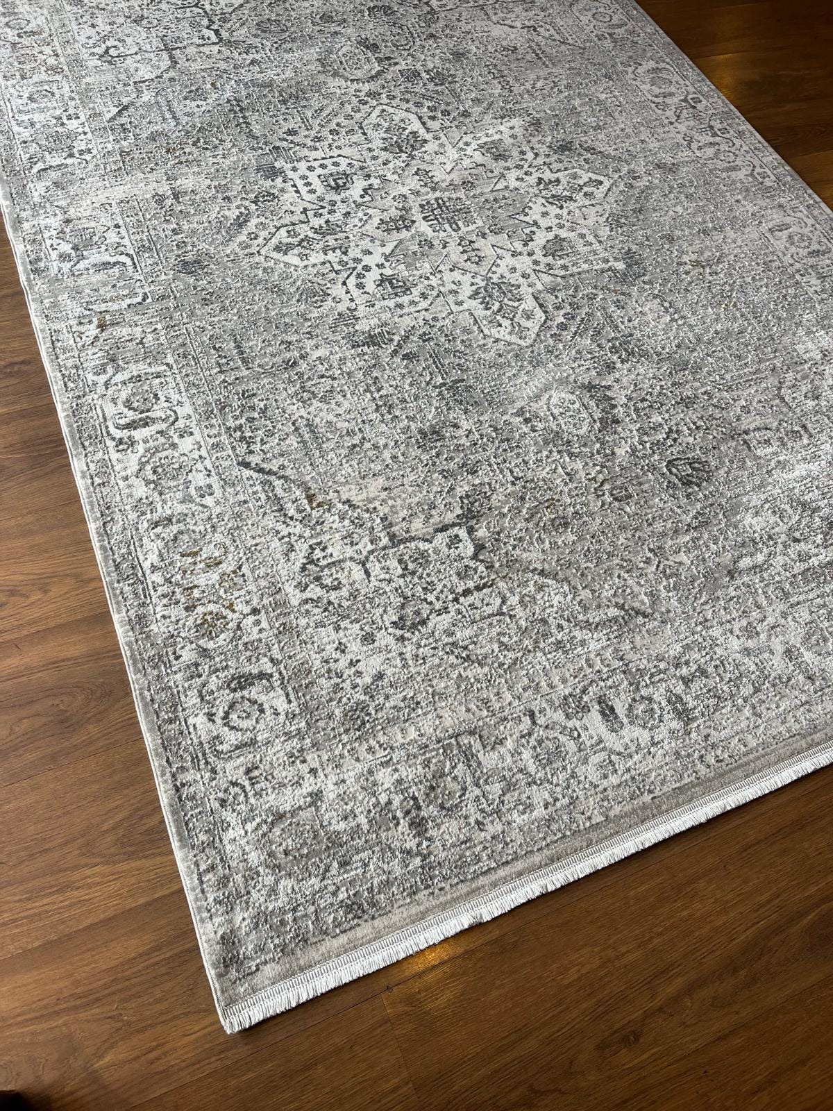 Modern Abstract Area Rug, 160x230 cm Contemporary Grey and Cream Fine Quality Carpet