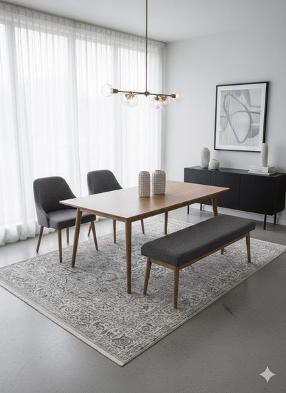 Modern Abstract Area Rug, 160x230 cm Contemporary Grey and Cream Fine Quality Carpet