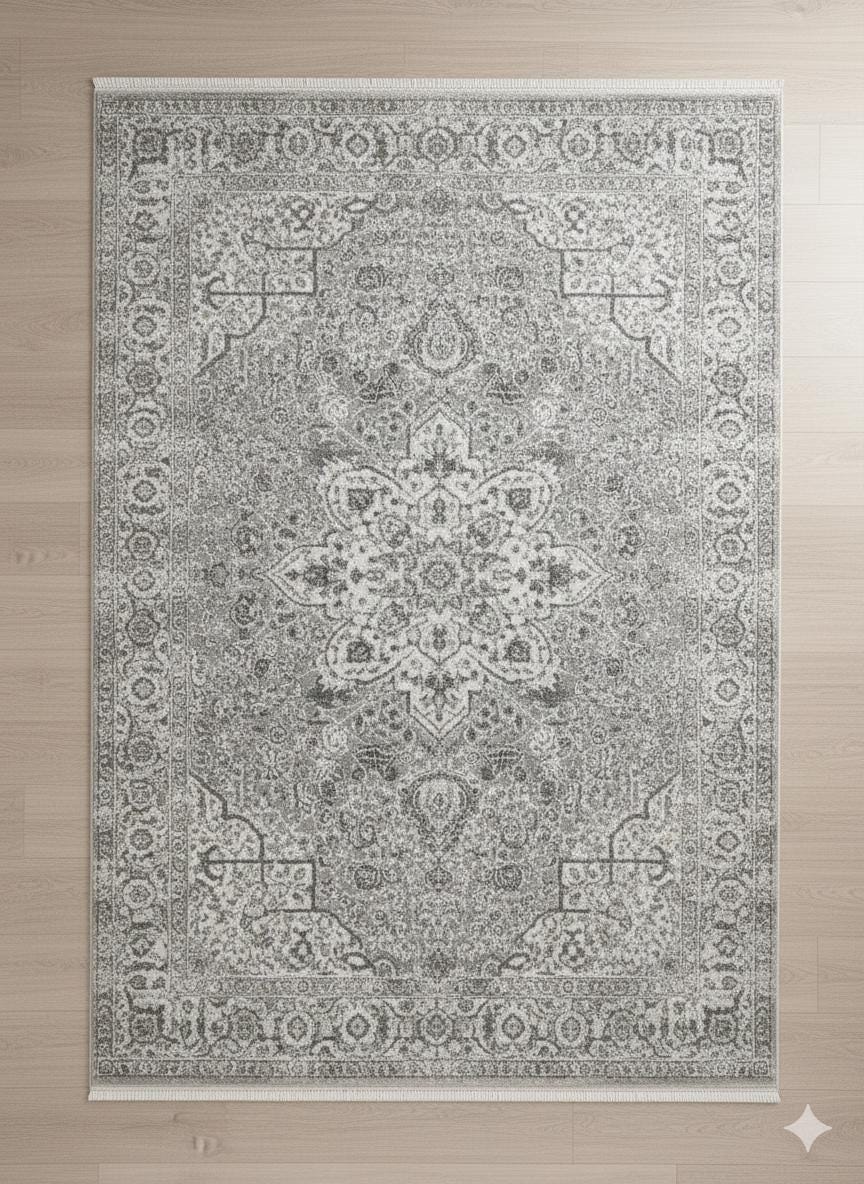 Modern Abstract Area Rug, 160x230 cm Contemporary Grey and Cream Fine Quality Carpet