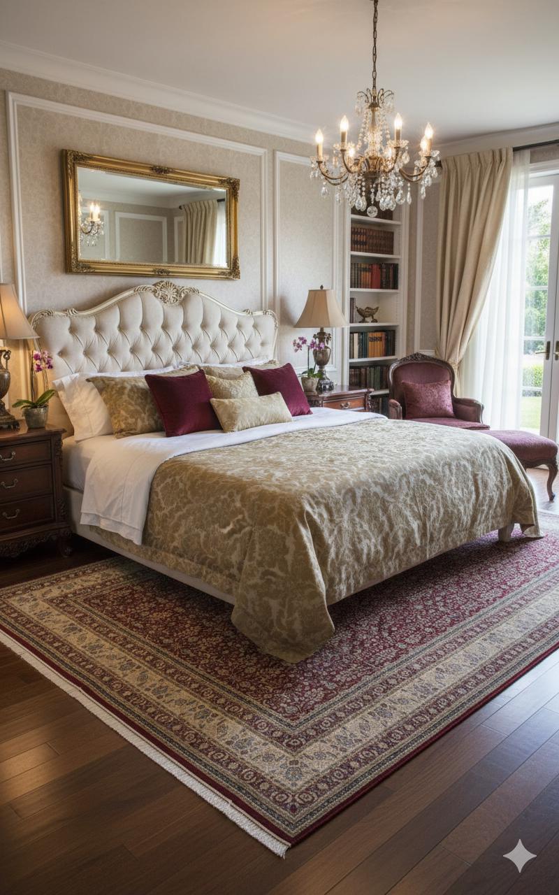 Red Afghan Area Rug – Silk-Feel Viscose Oriental Carpet