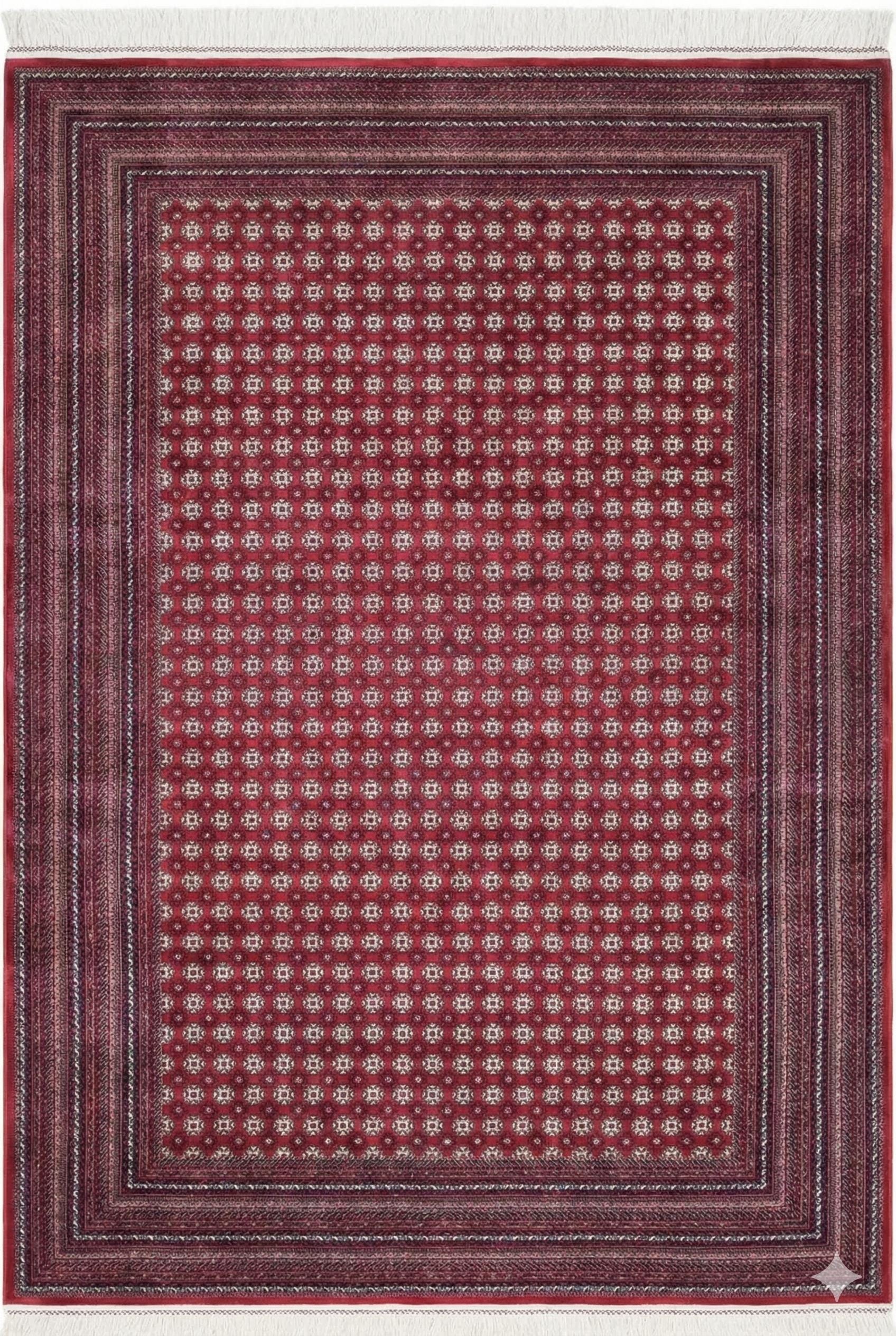 Red Afghan Area Rug – Silk-Feel Viscose Oriental Carpet